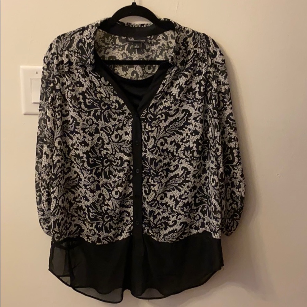 Black and White Patterned Blouse